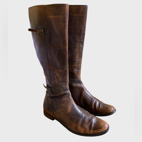 Valerie Stevens Randolph Brown Fume Leather Tall Boots Sz 6.5 Equestrian Riding - Picture 5 of 14